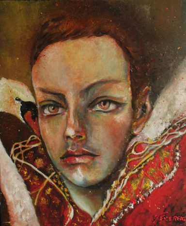 Portrait de jeune dame. Costume renaissance renaissance avec un signe. Ida .mythologie