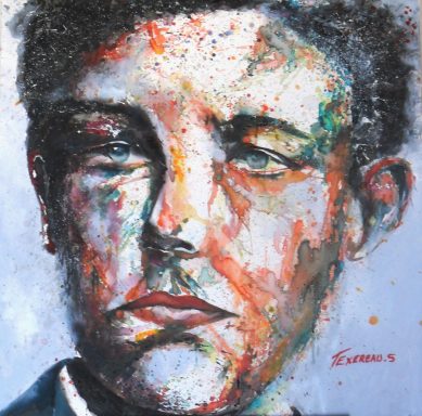Portrait de Rimbaud de trois quart en couleurs