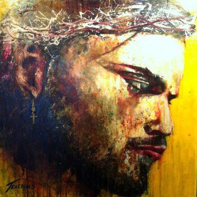 Christ. Profil. Jaune . Lumière. Repenti. Chaud