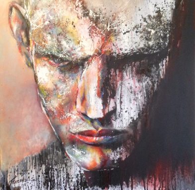 Portrait. Homme.  Sombre. méchant. Frontal